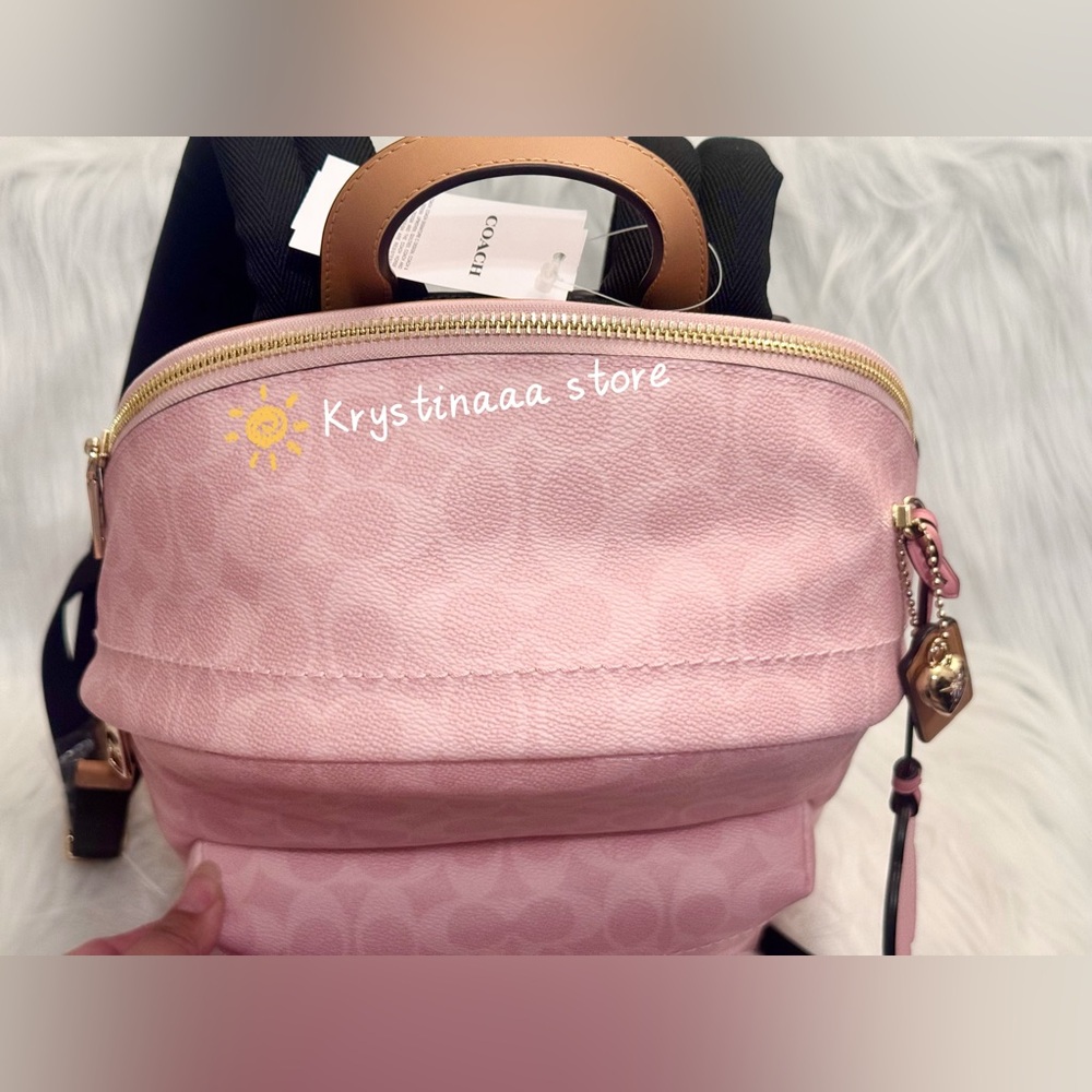 COACH Taylor Small Backpack In Signature Canvas With Charms CEF46 Powder Pink - Picture 10 of 12